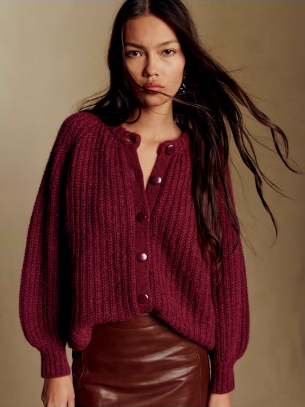 Sezane Emile Cardigan in Burgundy - Small - Picture 2 of 8